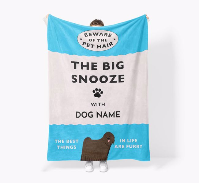 'The Big Snooze' - Personalized Sherpa Fleece Blanket with {breedFullName} Yappicon